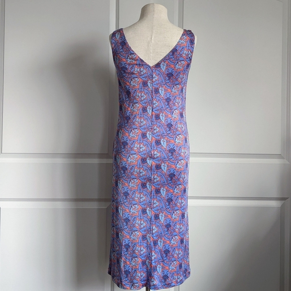 Tory Burch Dress 100% Silk Sheath Sleeveless V-Neck Floral Blue Coral XS NWT - Picture 6 of 14